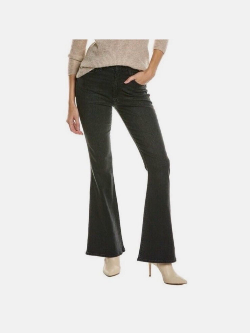 Hudson Heidi High Rise Flare Jeans Washed Black Size 32